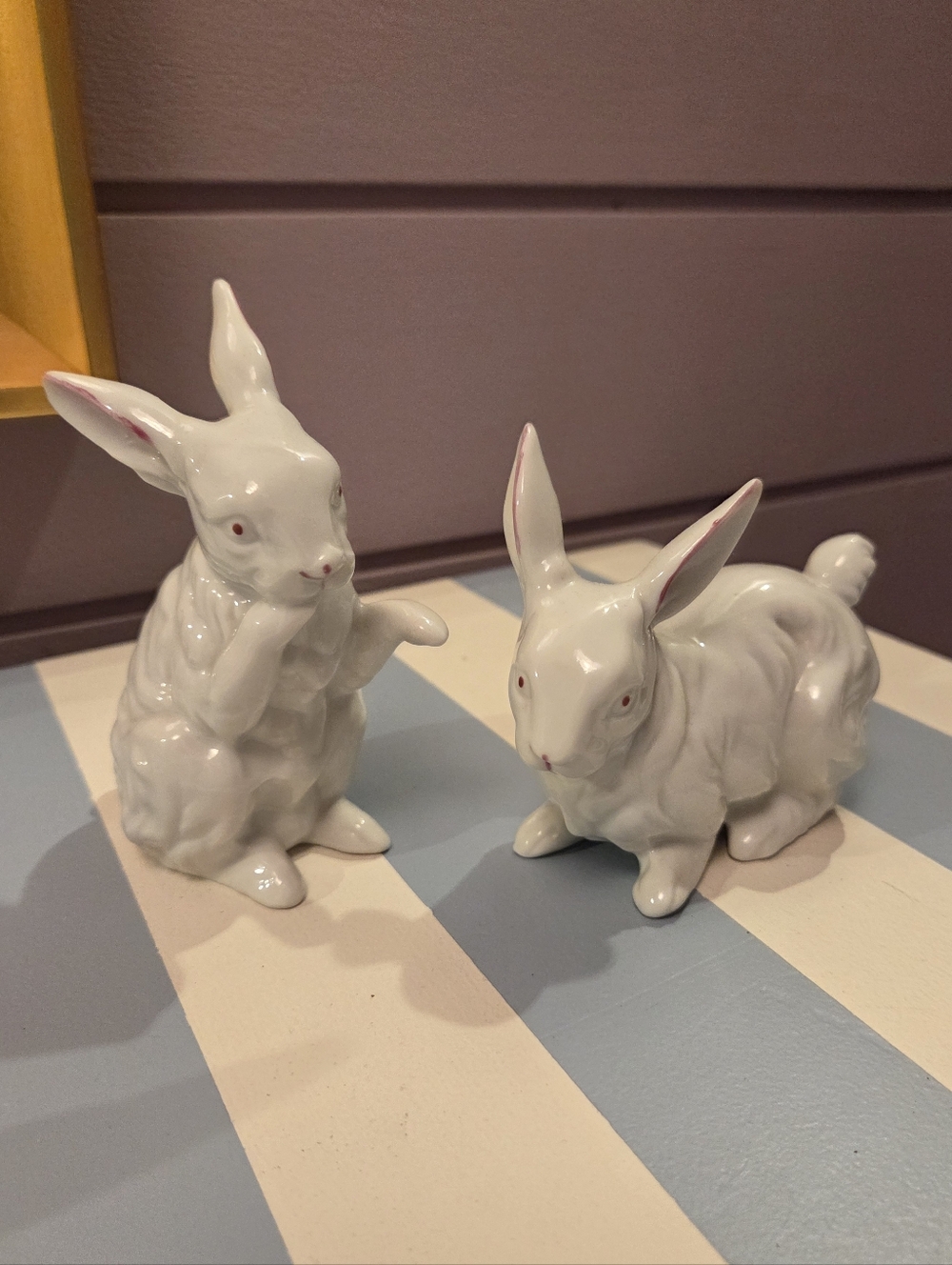 Vintage Pair Of Andrea By Sadek White Bunnies
